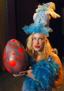 Mayzie, Sierra Allen, convinces Horton, the elephant, to sit on her egg in a scene from Theatre Bristol's production of "Seussical the Musical." The production will run March 14-16 at the Paramount Center for the Arts in Bristol Tennessee.