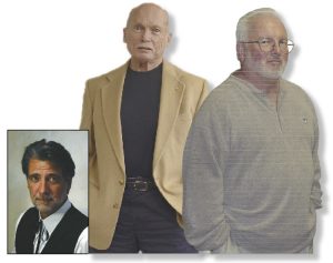 Richard Leigh (inset left), author of such songs as "Don't It Make My Brown Eyes Blue," performed on April 17, 2008 at Virginia Highlands Community College during a fundraiser in honor of his former teachers, Gary Aday (center) and William Van Keyser (right). (Contributed photos)