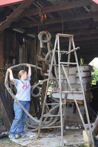 Val Lyle begins work on a new sculpture. Lyle's "Feminine Entwinement" was the Art in Public Places People's Choice Award.