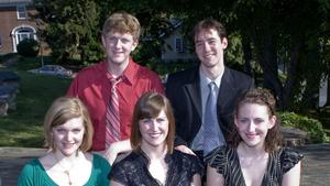 Scholarship winners are, from left (top row), David McCall, Robert Kitchens, (bottom row) Katie Becker, Carrie Smith and Liz Whittemore.