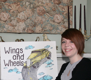 Carly Booher was the first place winner in a contest to design promotional artwork for this year's 'Wings & Wheels' antique auto and aircraft show, sponsored by the Kiwanis Club of Abingdon.