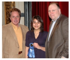 From left are Rich Boyd, executive director of the Tennessee Arts Commission; Stacey Padilla, winner of the competition; and Lee Baird, director of the literary arts program for the Arts Commission.