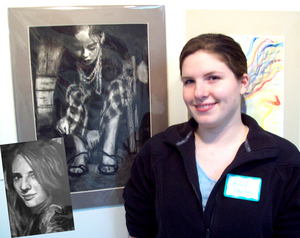 Annie Hanlon of Bristol, Va. took Best of Show in the juried art competition sponsored by Arts Alliance Mountain Empire. Above is a portrait of Annie's sister Elizabeth and, at left, is a portrait of Lydia Freeman which won Best of Show.
