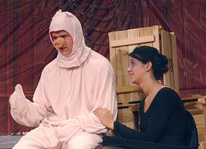 From left, Kole Bishop and Brittany Scheuer perform in 'Charlotte's Web' at Sullivan East High School. (Photo by Earl Neikirk, Bristol Herald Courier)