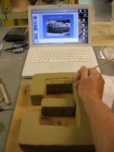 Don Davis created a a scale model of an Etruscan kiln excavated at Cetamura. 