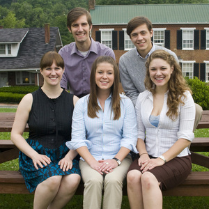 Barter Theatre scholarship recipients are, from left (front row), Carrie Smith, Julie Schroll, Emelie Thompson, (back row), Bryan Pridgen and Casey Barrett.