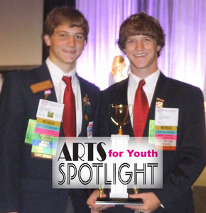 From left, Jason and Johnny Dreyzehner just returned from the National Technology Student Association Competition where they won third place in the nation with their music video, "Technostorm."