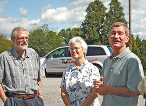 From left, Ben and Merry Jennings share a laugh with Mike Quillen at a reception Sept. 27, 2009, at William King Museum.