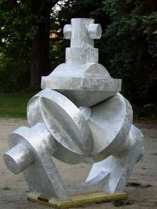 Doug Gruizenga's "Hobie's Dilemma" depicts the effect his divorce had on his daughter. The welded aluminum sculpture is featured in a DVD of Kingsport's Sculpture Walk II.