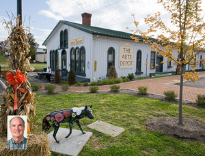 The Arts Depot (photo by Jeffrey Stoner) and Arts Administrator Bob Cassell (inset left).