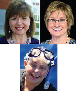 From left to right, top: Louise Bailey Dickson, Jayne Duehring and Diane R. Nelson, below, were the YWCA's Tribute to Women Arts category recipients.