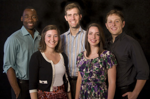 From left: Jamal Crowell, Mandy Williams, Bryan Pridgen, Kelli Winn and Justin Tyler Lewis received scholarships for Barter Theatre's professional training program, The Barter Players.