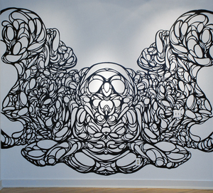 "Supersymmetry" by David Mazure encompasses one wall of a gallery at William King Museum and will be painted over upon the conclusion of the show. (Photo by Edward Mazure)