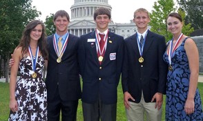 From left, award winners include Grace Grunstra, John Dreyzehner, Jason Dreyzehner, Timothy Grunstra, and Rachel Grunstra. (Contributed Photo)