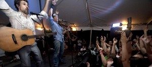 Scythian plays in the Dance Tent during the 2009 Rhythm and Roots Reunion. (Katie Haupt|Virginia Intermont College)