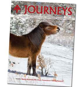 The cover of <em>A.T. Journeys</em> has an image by Jeffrey Stoner of one of the wild ponies on Grayson Highlands.