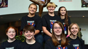 Front row, from left: Lucy George, Peter Morison, Anna Kimerer, Sunshine Hughes. Back row: Caitlin Crockett, Brenna Williams, Maggie Misterly.