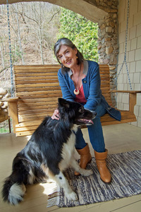 Barbara Kingsolver with one of the family dogs. (Photo by David Wood)