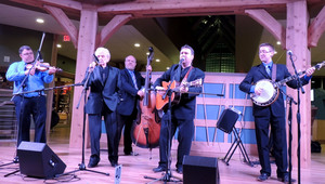 Ralph Stanley, his band and his son Ralph Stanley II at Stanley's 87th birthday celebration. 