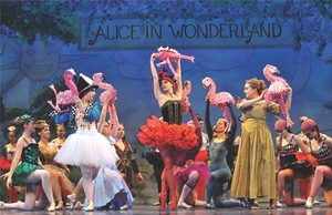 The Queen of Hearts (center) is Regina Blankenship, formerly Regina Rice, in the croquet match from Highlands Ballet's production of "Alice in Wonderland."