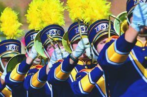 The Emory & Henry Marching Band entertains. (David Grace photo)