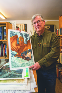 Charles Vess poses with the "Farthest Shore" in his Abingdon, Virginia, studio. (Photo by David Grace)