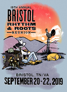 Get ready for the 2019 Bristol Rhythm & Roots Reunion with a pale blue shirt featuring this yearâ€™s official festival artwork!