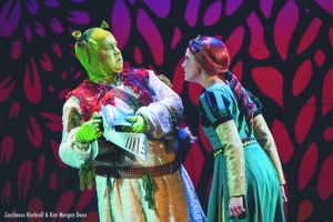 Zacchaeus Kimbrell as Shrek and Kim Morgan Dean as Fiona in Barter Theatreâ€™s â€œShrek the Musical. (photo by Billie Wheeler)