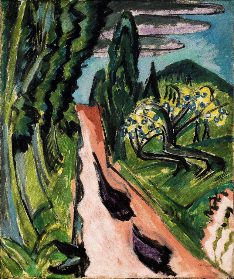 Ernst Ludwig Kirchner, Taunus Road (Autostrasse im Taunus), 1916. Collection of Virginia Museum of Fine Arts