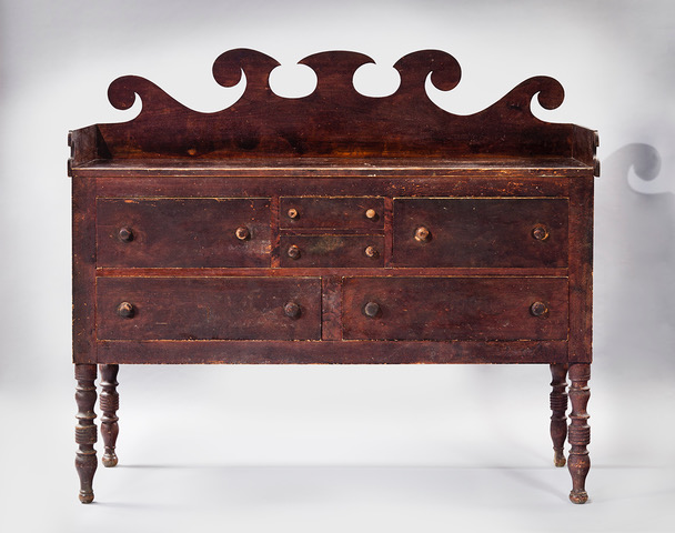 Slab Sideboard Burgner Group/ Christian Burgner  (1811-1886) 1840-1860 H: 59 1/2" W: 67 3/4"  D: 27 1/4" Greene County,  Tennessee