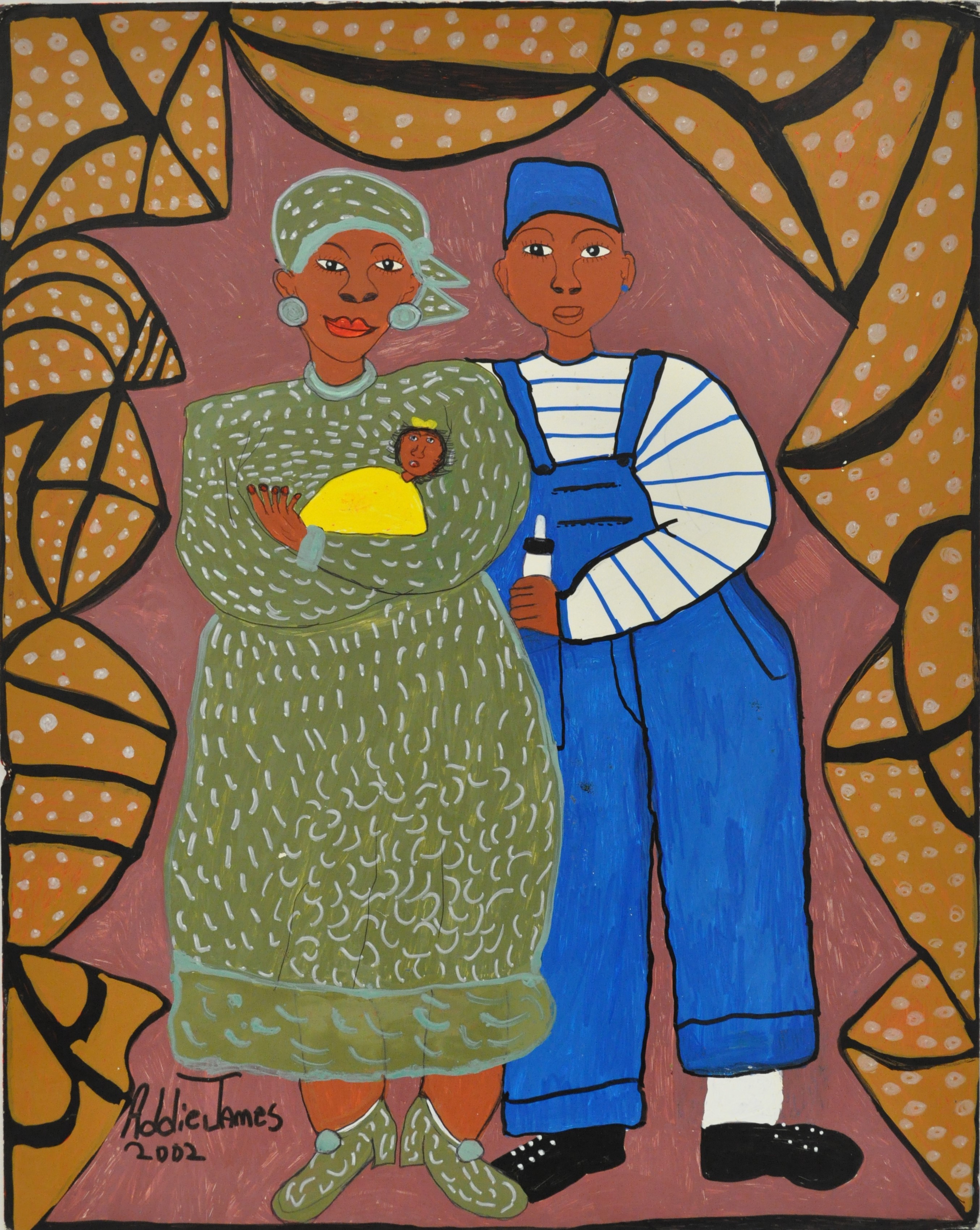Addie James, Big Mama Demp, 2002, acrylic and pen on foamcore, 20 × 16 inches. Asheville Art Museum. © Estate of Addie James.