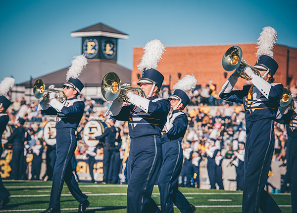 The ETSU Marching Bucs entertain.