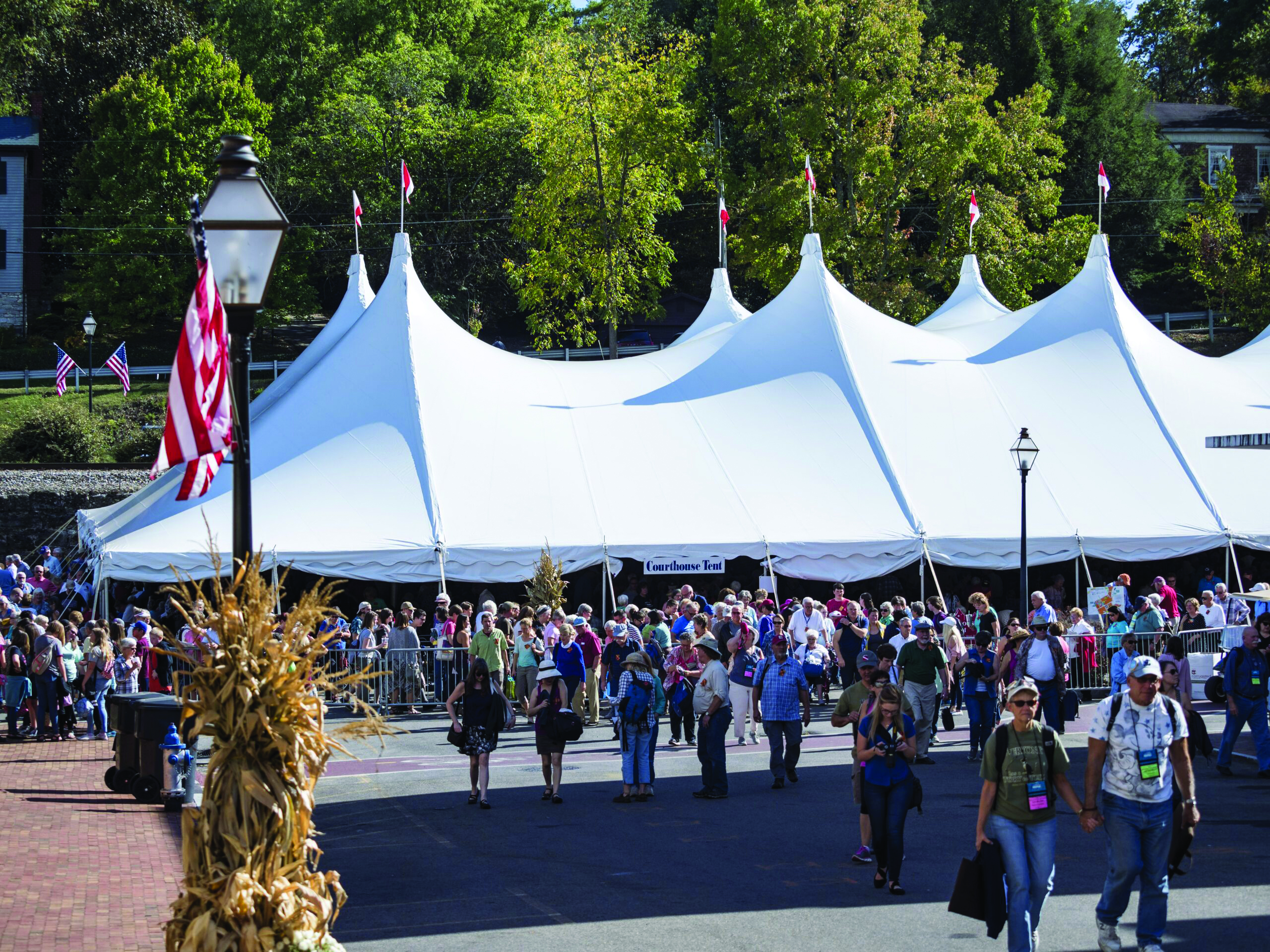 Crowds gather to enjoy the storytelling festival.