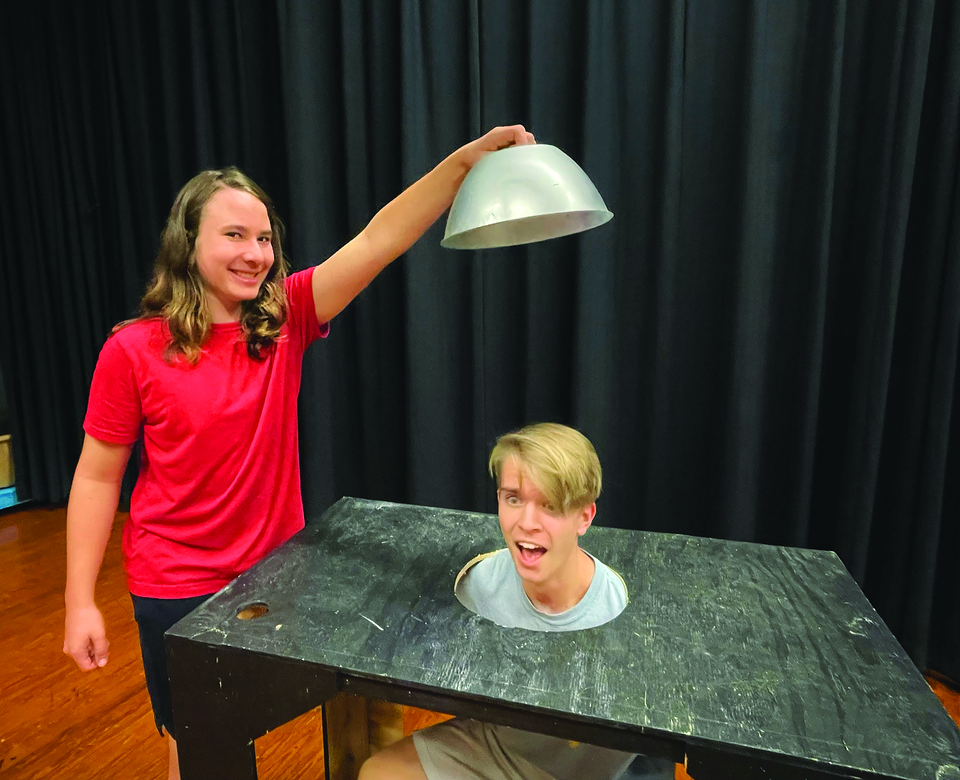 James Nishida (Chef Louis) and Erik Morrell (Sebastian) rehearse Les Poissons.