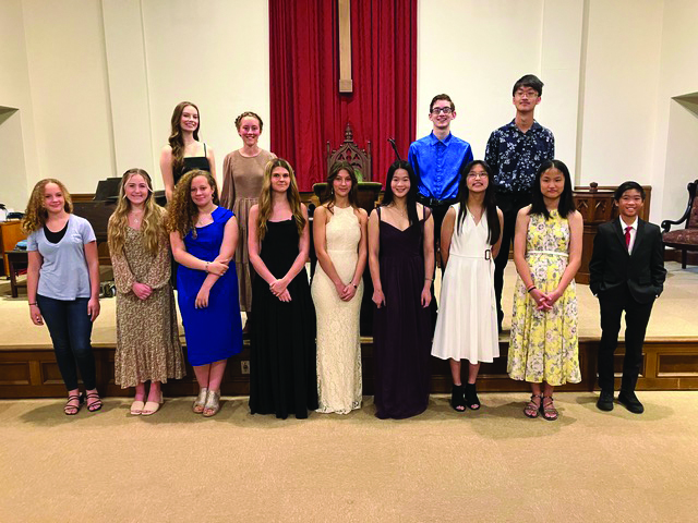 Front (l-r): Adelaide Landell, Bailey Henson, Alyssa Jewel, Emmy Nannenga, Grace Gonzales-Whiten, Jessie Gu, Yuyan Julia Hu, Caroline Ning, and William Tran.  Back (l-r) Kelly Patrick, Madison Pottert