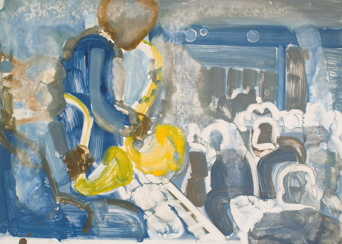 Romare Bearden, Lullaby at Birdland, circa 1980, monotype, 29 1/2 x 41 1/2. Jerald Melberg Gallery © The Romare Bearden Foundation / Artists Rights Society (ARS), New York.