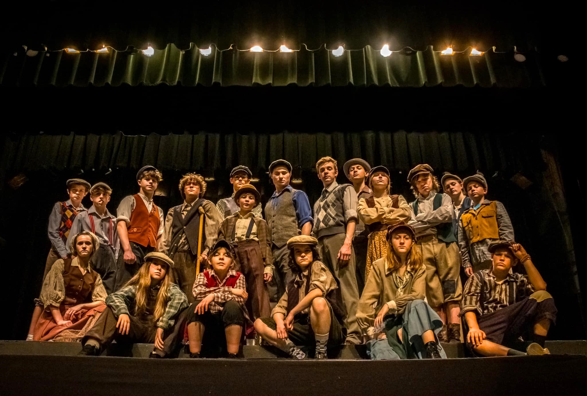 This is a group photo of newsies who are rehearsing for the musical "Newsies," which is coming to The Capitol Theatre for six shows in April. Photo courtesy of Eric Kaltenmark of EK Photography